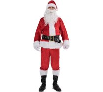 EraSpooky Vīriešu Ziemassvētku Ziemassvētku vecīša kostīmi Pieaugušo Santa Claus 7 gabali flaneļa klasisks kostīms kostīms apģērbs