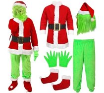 SINSEN Grinch Kostüm für Kinder Jungen Grünes großes Monster Weihnachtspelzanzug Weihnachtsmann Outfits Weihnachts Cosplay Kostüm
