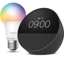 Echo Spot | Schwarz + Tapo L530EA (E27) Lampe, saderīga ar Amazon Alexa - Smart Home-Einsteigerpaket