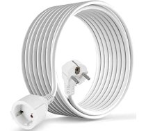 CILIA pagarinātājs 250V/16A 3680W ar Schuko kontaktdakšu 90° F tipa - pagarinātājs ar zemējuma aizsardzību, aizsardzība pret triecieniem mājoklim / birojam (TV, dators, projektors, sadzīves tehnika) (SH-16-White, 10m) (SH-16-White, 10m)