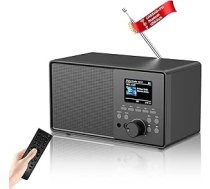 DAB+/DAB retro radio ar Bluetooth 5.0 un tālvadības pulti, nostalģisks dizains ar 2,4 krāsu displeju, dubults modinātājs + 30 staciju atmiņas, USB/AUX, miega taimeris, virtuves radio modinātājs