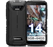 DOOGEE S41T (2025) Āra mobilais tālrunis bez līguma, 6300 mAh, 8GB RAM + 64GB/ 1TB paplašināma ROM, Android 14 Āra viedtālrunis 5,5 collu HD+ IP68/P69K, 13MP trīs kameras, 4G Dual SIM karte
