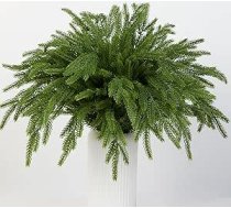 Norfolk priedes kāti 18 collu Real Touch Mākslīgo priežu zari Ziemassvētku lapu Picks Tree Filler filiāles Ziemassvētku Vase Filler vainags vainags vainags mājas apdare (zaļa)