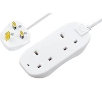 Masterplug BTN10N 2 kontaktligzdas 13 amp 10 metru pagarinātājs ar strāvas indikatoru - balts