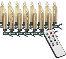 15 bezvadu LED eglīšu sveces ar tālvadības pulti, pilns komplekts, nedegošas sveces ar pilieniem, lieliska alternatīva pasaku gaismiņām (zeltaini spīdīgas)