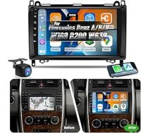 NHOPEEW 2G+64G auto radio priekš Mercedes Benz A/B/V klases W169 B200 W639 W245 Vito Viano Sprinter - Wireless Carplay & Android Car - 9 collu Android stereo sistēma ar WiFi, GPS, FM, RDS + aizmugures skats