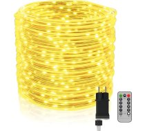 HENGMEI āra gaismas caurule 20 m 200 LED pasaku gaismas 8 režīmi ar spraudni IP44 ūdensizturīgs Ziemassvētku apgaismojums apgaismojums (silti balta)
