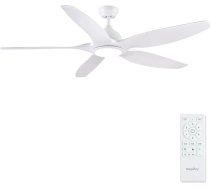 Newday griestu ventilators ar apgaismojumu un tālvadības pulti, 153 cm, klusais griestu ventilators ar lampu, liels, ziemas režīmā darbināms griestu ventilators, balts, ar 5 ātrumu līdzstrāvas motoru, 3 krāsu temperatūrām, taimeris