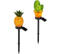 Ciieeo 2 Stück Solar Gartenleuchten Erdspieße Kaktus Ananas Wetterfeste Außen Stablampen aus Kunststoff Energiesparende Solarleuchten für Terrasse Rasen Hofdeko