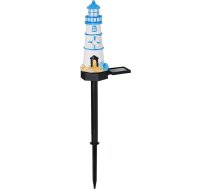 Solar-Leuchtturm-Leuchte aus Kunstharz für Garten und Innenhof, wetterbeständige Außen-Stehlampe mit automatischem Betrieb von Dämmerung bis Morgengrauen, 43,2 x 15,9 x 7,9 cm, Rot (blau)