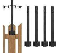 Metall Lichterkette Hängestangen mit Clip Halter Haken für den Außenbereich - 4-teiliges schwarzes Gartenbogen-Lichtbefestigungsset