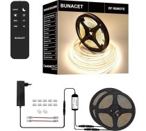 COB LED lente, 12 m, 24 V, aptumšojama, dabiski balta, 4000 K, pašlīmējoša, 5760 LED, ar barošanas avotu un RF tālvadības pulti virtuvei, guļamistabai, viesistabai, kabinetam, iekštelpām