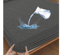 Premium matrača aizsarglīdzeklis Ūdensizturīgs 90 x 200 cm ietilpstošs pārklājs Luksusa 3D modelis elpojošs matrača pārvalks Ūdensizturīgs matrača aizsarglīdzeklis Mitruma aizsardzība Pieguļošas palagi Tumši pelēks