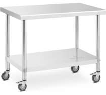 Tērauda centrālais darba galds uz riteņiem ar plauktu 100 x 60 cm