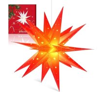 Sky angle 3D Ziemassvētku zvaigžņu gaisma ar taimeri logiem, darbināms ar baterijām, 60 cm eglīšu rotājums, sarkana LED Ziemassvētku zvaigzne iekštelpām, āra telpām, terasei, balkonam un dārzam