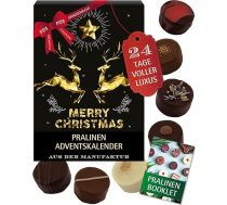 Hallingers Genuss Manufaktur Šokolādes adventes kalendārs ar un bez alkohola - 24 ar rokām darināti augstākās kvalitātes šokolādes konfektes no smalka kakao - saldumi dāvana pieaugušajiem - Ziemassvētku kalendārs 2025