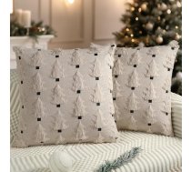 Ziemassvētku spilvenu pārvalki 50 x 50 cm komplekts no 2 mīkstiem plīša impost kažokādas Ziemassvētku eglīte iemest spilvenu pārvalkus ziemas brīvdienu Ziemassvētku dekorēšanai bēšs