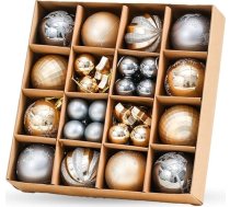 Ziemassvētku eglīšu rotājumi Baubles 44 gabali - karājas bumbiņu ornamentu komplekti - 3 un 6 cm plastmasas baubles svētku rotājumiem - ideāli piemērotas mājām, eglēm, kāzām, kāzām un ballīšu dekorēšanai (pelēks un sarkans)