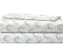 Heritage Kids 3 gabali Rainbow Print sega pārklājs Fitted Sheet Pillowcase Set Double