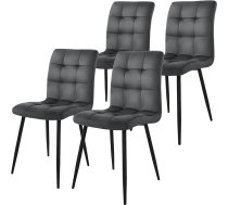 ML-Design Dining Room Chairs, Set of 4, Anthracite, Kitchen Chairs with Velvet Cover, Living Room Chair with Backrest, Upholstered Chair with Metal Legs, Ergonomic Chair for Dining Table, Dining Room
