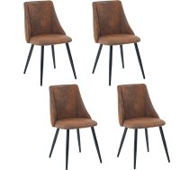 Meuble Cosy Dining Room Chairs Set of 4 Kitchen Chairs Ergonomic Living Room Chair Retro Armchair with Backrest Seat Made of Vintage Artificial Suede Metal Legs Brown
