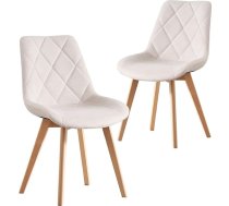 B&D home® Tania Dining Room Chairs Set of 2 - Upholstered Chairs with Ergonomic Seat Shell, Woven Fabric, Cream Solid Wood Legs, Natural, Scandinavian Design for Dining Room, Kitchen, Office, Living