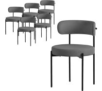 ML-Design Dining Room Chairs, Set of 6, Kitchen Chairs Made of Teddy Fabric, Grey, Living Room Chairs with Backrest, Upholstered Chairs with Black Metal Legs, Ergonomic Lounge Chair, Chairs for Dining
