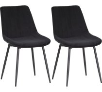 ALBATROS BOSA Dining Room Chairs - Set of 2 Black Kitchen Chairs in Retro Look - Ergonomic & Padded - Velvet Cover & Metal Legs - Comfortable & Easy to Clean - Dining Room Living Room
