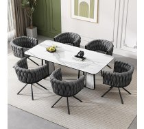 I0I&I0I Luxury Velvet Dining Chair, 360° Rotation, Ergonomic, Metal Legs, High-Quality Padding, Modern Design, Stable and Durable, Ideal for Living Room and Bedroom (6, Grey)