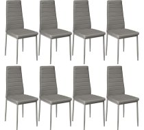 Homewell Dining Room Chairs, Set of 8, Ergonomic Back with Steel Frame, High-Quality PU Leather with Thickened Sponge, Home and Kitchen Furniture (8, Model 1, Grey)