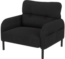 Modular Black Cord Sofa Set - Ergonomic 2-Seater Couch Chair & Ottoman with Side Pocket, Sturdy Metal Wooden Frame for Living Room & Small Apartments