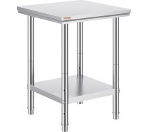 VEVOR 60 x 60 x 80 cm nerūsējošā tērauda galds Gastro nerūsējošā tērauda darba galds Sudraba pārtikas sagatavošanas galds Komerciālais darba galds virtuves bāra restorānam