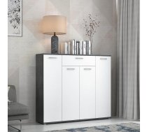 Forte ANTUZA Bufete 140, moderna bufete, 4 durvis, 1 atvilktne, koka kompozīts, dzīvojamā istaba / ēdamistaba, balta ar betona izskatu, 139,3 cm plata x 120,7 cm augsta x 34,1 cm dziļa