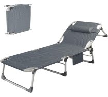 Saliekamā kempinga gulta, pārnēsājama bērnu gulta pieaugušajiem, ar spilvenu, iztur līdz 110 kg, ideāli piemērota āra aktivitātēm, birojam, makšķerēšanai, dārzam