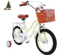 Bērnu velosipēds 14 collu retro stila bērnu velosipēds ar stabilizatoriem, aizmugurējo sēdekli, grozu, regulējamo augstumu, bērnu velosipēds vecumā no 3 līdz 7 gadiem, jauniešu velosipēds zēniem un meitenēm