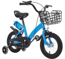 Bērnu velosipēds 2–5 gadus veciem bērniem, 12 collas, bērnu velosipēds zēniem un meitenēm, ar ūdens pudeli un zvaniņu, elastīgi regulējams, 60 kg celtspēja, zils