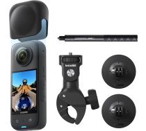 Insta360 X3 motocikla komplekts – ūdensizturīga 360° darbības kamera ar 1/2 collu sensoru, 5,7K 360°, 72 MP 360° fotogrāfijas, stabilizācija, 2,29 collu skārienjūtīgais ekrāns, vibrācijas atgriezeniskā saite, AI rediģēšana, tiešraide