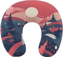 Tumši indigo Ziemassvētku raksts Ceļojuma spilvens Kakla atbalsts Atmiņas putu U formas spilvens Mīksts, ērts ceļojuma kakla spilvens Miega atpūtas spilvens Ceļojuma piederumi lidmašīnām, automašīnām, birojiem