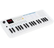 Classic Cantabile MINI-37 klaviatūra – 37 mini taustiņi – barošana caur USB-C vai ar baterijām – 100 skaņas un ritmi – USB MIDI – skaļruņa un austiņu izeja – balta/zila
