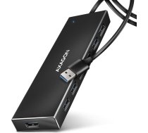 Axagon Hue-f7a centrmezgls 7 pieslēgvietu usb 3.2 gen 1 alu plakans, micro usb, 1 m usb-a kabelis