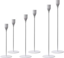 3 sveču turētāju komplekts svecēm, balts sveču turētājs 3/4 collu svecēm un LED svecēm, elegants sveču turētājs, galda centrālais elements kāzām/pasākumiem/vinnugurām/jubilejai