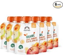 Amazon zīmols: Mama Bear Squeeze – bioloģiskie āboli, bumbieri, banāni un aprikozes, 90 g (6 gab. iepakojums)