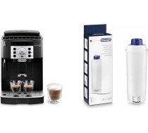 De'Longhi Magnifica S ECAM 22.110.B Pilnībā automātisks kafijas automāts, kapučīno piena putošanas sprausla, 1,8 l, melns/sudrabs un oriģināls ūdens filtrs DLSC002 - De'Longhi aksesuāri, balts