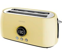 Cecotec ClassicToast Digitālais tosteris 15000 Yellow Extra Double, 1500 W, ietilpība 4 maizes šķēlītēm, 2 īpaši platas garas slotas, 3 funkcijas, LED gaisma, komplektā ietilpst augšējie stiprinājumi