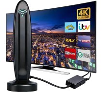 DVB-T2 antena ar pastiprinātāju iekštelpām - iekštelpu antena TV, DVB-T/T2, TV antena 4K UHD Full HD, 360° uztveršana līdz 500 km, bezmaksas raidītājs