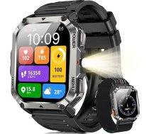 Blackview 900 mAh vīriešu viedpulkstenis, Bluetooth zvani/kompass/LED apgaismojums/2 aproces (silikona/neilona), sporta pulkstenis ar pulsa pulsa miega soļu, kaloriju un kilometru monitoru, fitnesa pulkstenis Android iOS ierīcēm
