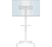 BONTEC pārvietojams TV statīvs uz riteņiem 23-60 collu plazmas/LCD/LED televizoriem, portatīvs TV statīvs ar plauktu portatīvajam datoram, regulējams augstums, pārvietojams TV grozs līdz 25 kg, maks. VESA 400 x 400 mm (balts)