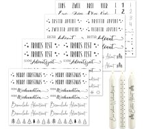 OWLBOOK® Ziemassvētku/Adventes sveces tetovējuma folija, ūdens slīdēšanas uzlīmes, melna, 4 x DIN A5 komplekts