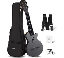 Enya Nova U Ukulele soprāns 21 collu mini oglekļa šķiedras ūdensnecaurlaidīga ukulele ar ukuleles iesācēju komplektu, kurā ietilpst ukuleles futrālis, siksna, kapo un stīgas (melns)