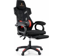 BARBERIO Ergonomisks spēļu krēsls, biroja krēsls, 150 kg kravnesība, elpojošs siets, ar kāju balstu, regulējamiem roku balstiem, 54 cm sēdeklis, 360° rotācija, jostas spilvens, regulējams augstums (melns/arkans)
